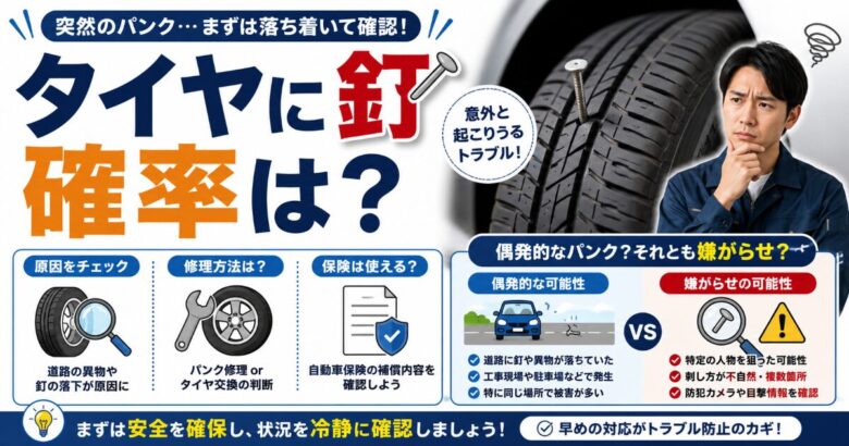タイヤに釘が刺さる確率