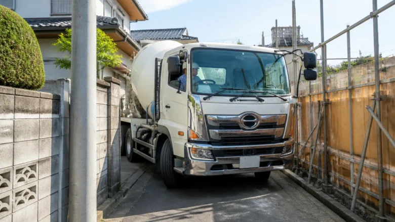 大型車で狭い道路や建設現場に入る難しさがある