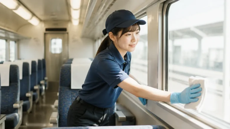 車両清掃には鉄道の快適な利用を支えるやりがいがある