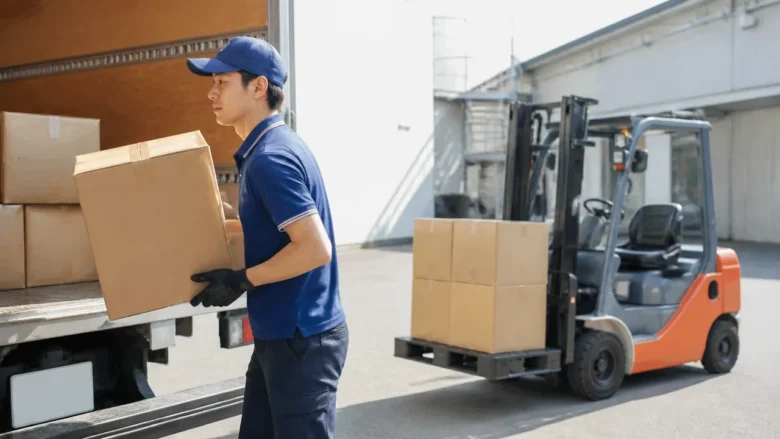 荷物の積み下ろしには手作業とフォークリフト作業がある