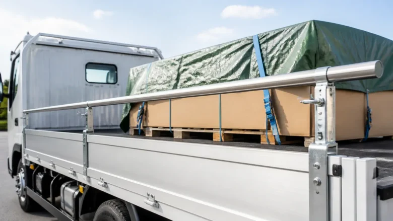 平ボディ車では専用品をアオリへ固定して使用する