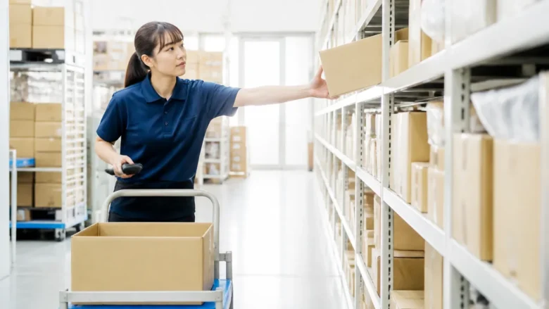 歩く距離や荷物の重さは倉庫の規模と扱う商品で変わる