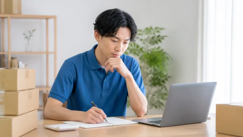 目標年収から1日の配達個数と稼働日数を計算できる